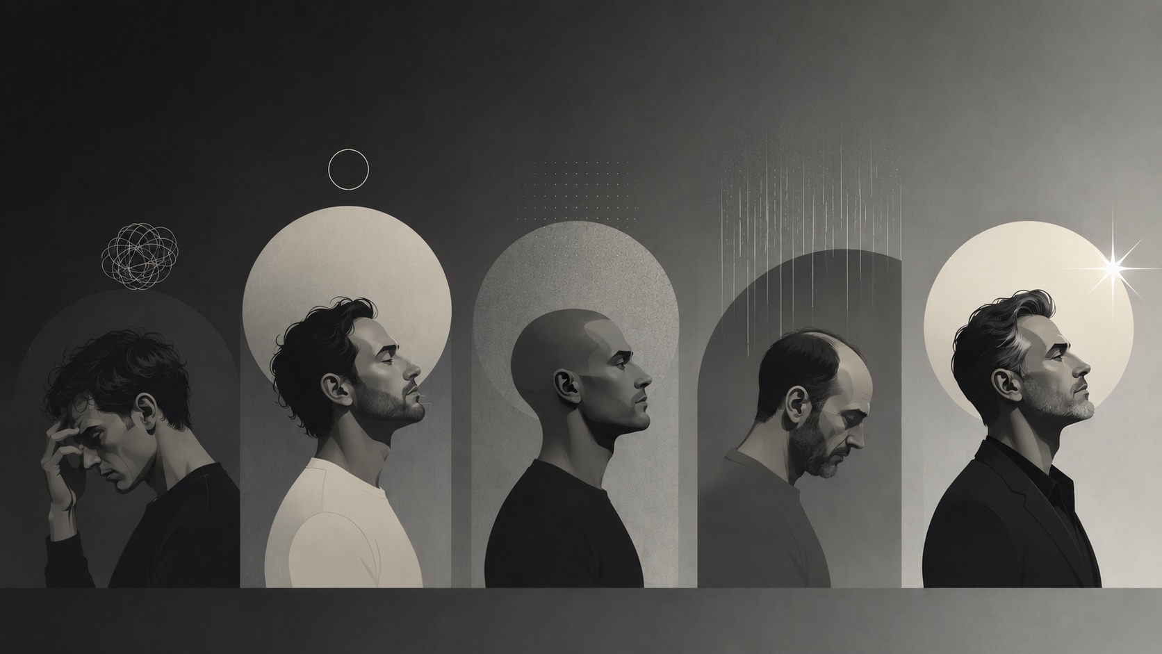 5 hommes, 5 calvities, 5 choix — différentes perspectives